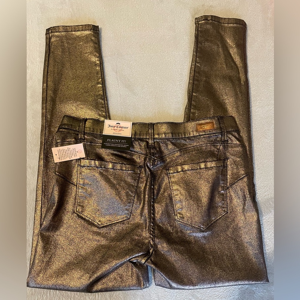 Juicy Couture Rose Gold Mid Rise Pull On Jeggings Womens 12 New - Picture 1 of 8